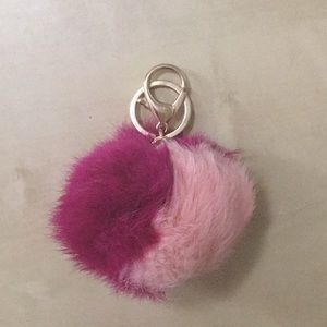 Two color pom pom key ring